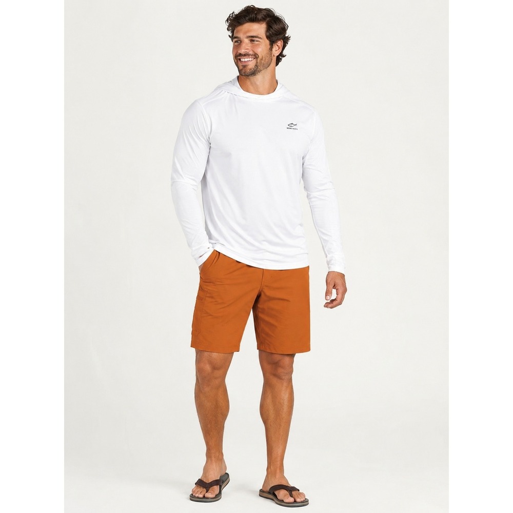 Grundens Men's Gaff Fishing Shorts Orange Performance Quick Dry Utility NWT